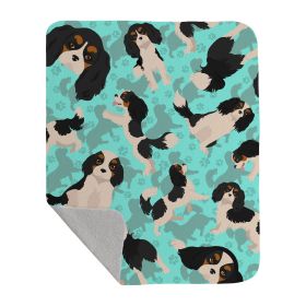 Tricolor Cavalier Spaniel Quilted Blanket 50x60 Artwork Pattern Quilted Throw Blanket for Bed, Couch, Sofa, Soft and Lightweight
