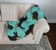 Longhaired Black Tan Dachshund Quilted Blanket 50x60 Artwork Pattern Quilted Throw Blanket for Bed, Couch, Sofa, Soft and Lightweight
