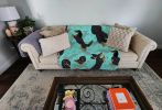 Longhaired Black Tan Dachshund Quilted Blanket 50x60 Artwork Pattern Quilted Throw Blanket for Bed, Couch, Sofa, Soft and Lightweight