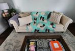 Black and Whtie Papillon Quilted Blanket 50x60 Artwork Pattern Quilted Throw Blanket for Bed, Couch, Sofa, Soft and Lightweight