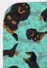 Longhaired Black Tan Dachshund Quilted Blanket 50x60 Artwork Pattern Quilted Throw Blanket for Bed, Couch, Sofa, Soft and Lightweight