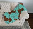 Chocolate and Tan Dachshund Quilted Blanket 50x60 Artwork Pattern Quilted Throw Blanket for Bed, Couch, Sofa, Soft and Lightweight