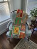 Lots of Blue and Tan Yorkie Quilted Blanket 50x60 Artwork Pattern Quilted Throw Blanket for Bed, Couch, Sofa, Soft and Lightweight