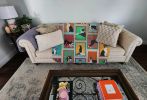 Lots of Boston Terrier Quilted Blanket 50x60 Artwork Pattern Quilted Throw Blanket for Bed, Couch, Sofa, Soft and Lightweight