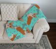 Red and White Pembroke Corgi Quilted Blanket 50x60 Artwork Pattern Quilted Throw Blanket for Bed, Couch, Sofa, Soft and Lightweight