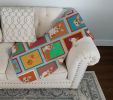 Lots of Red and White Pembroke Corgi Quilted Blanket 50x60 Artwork Pattern Quilted Throw Blanket for Bed, Couch, Sofa, Soft and Lightweight